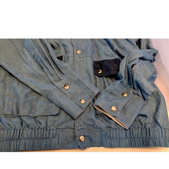 Back To The Future Shirt Mens L Blue Denim Snap Front Marty McFly Chambray - Picture 8 of 10